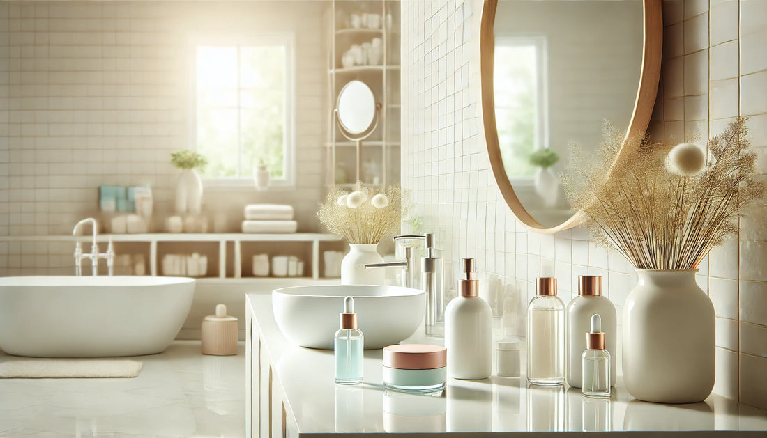 Bright and clean modern bathroom scene for scar care