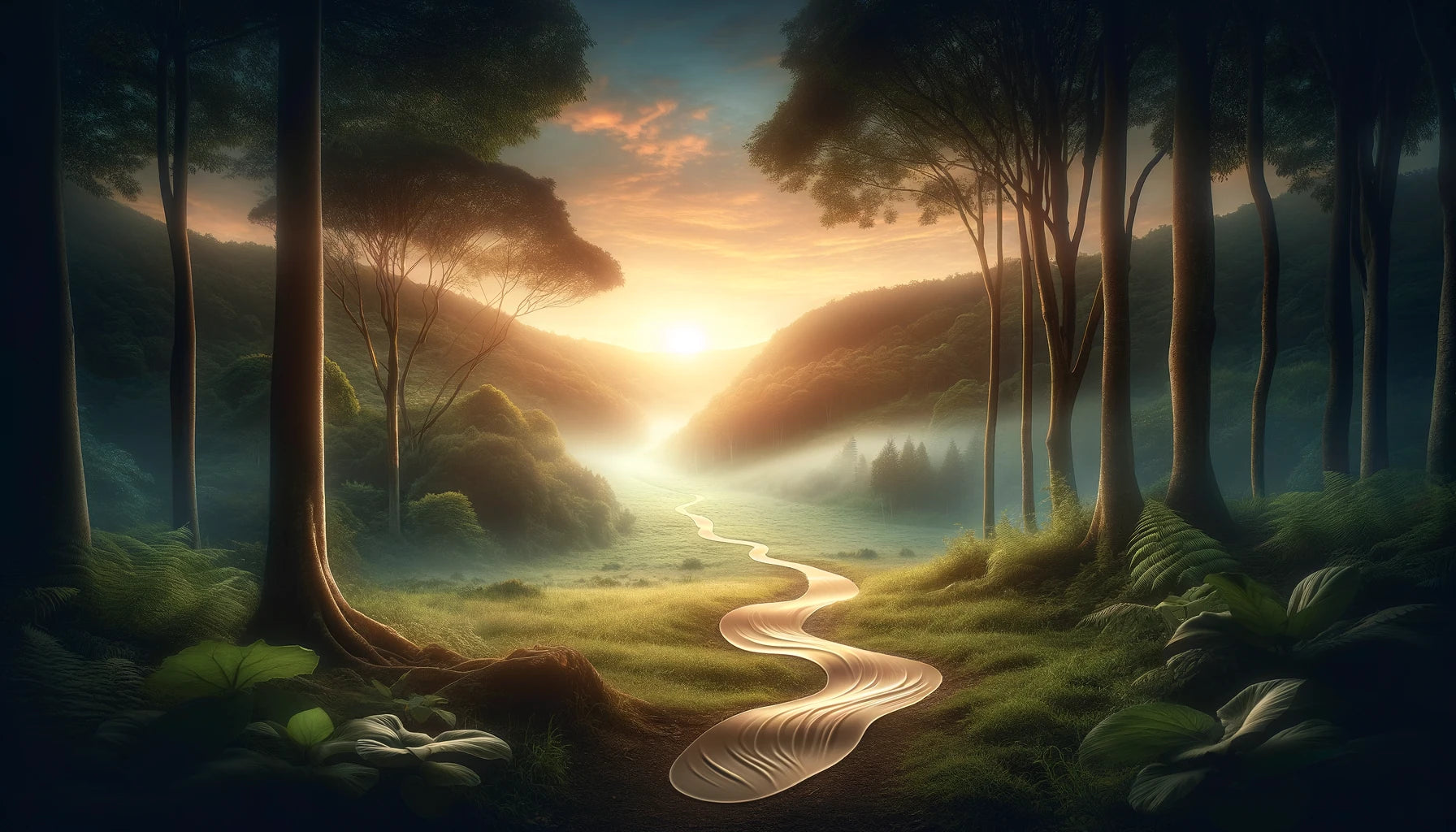 Serene landscape at dawn symbolizing new beginnings and healing journey