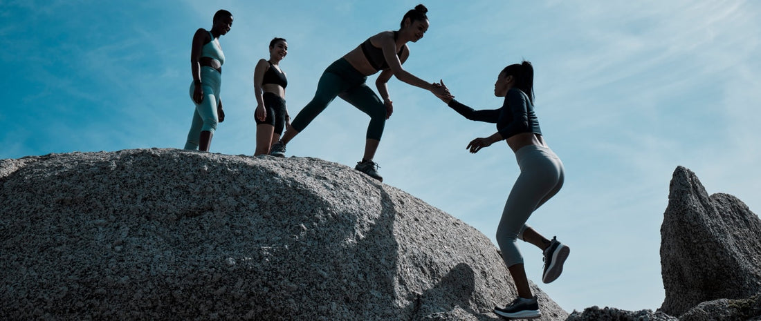 Man maintaining momentum while running outside