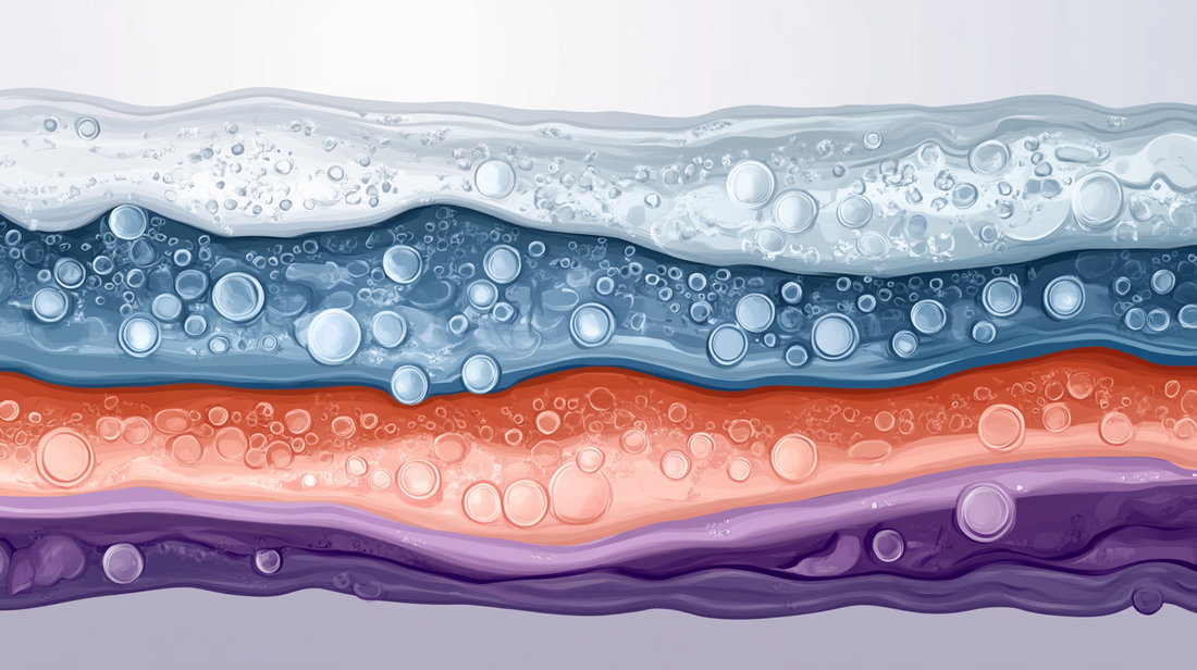 Macro photography of hydrated skin under silicone sheet in a lab setting