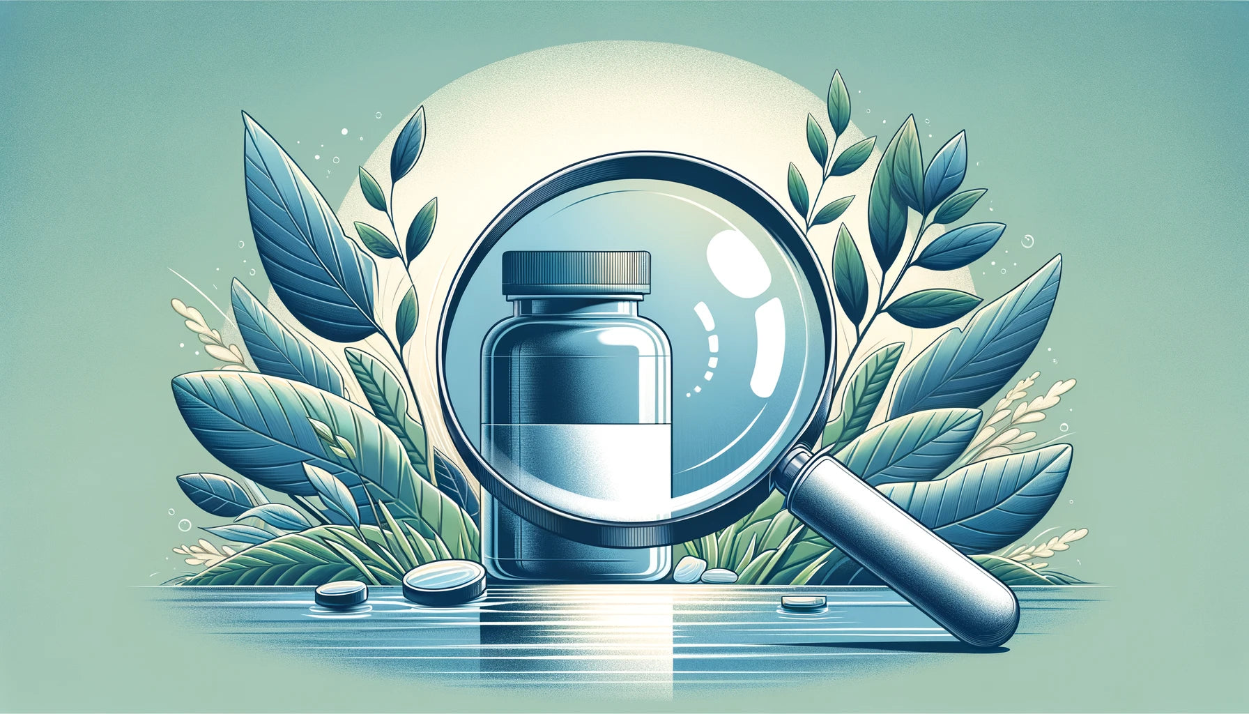 Magnifying glass examining supplement ingredients
