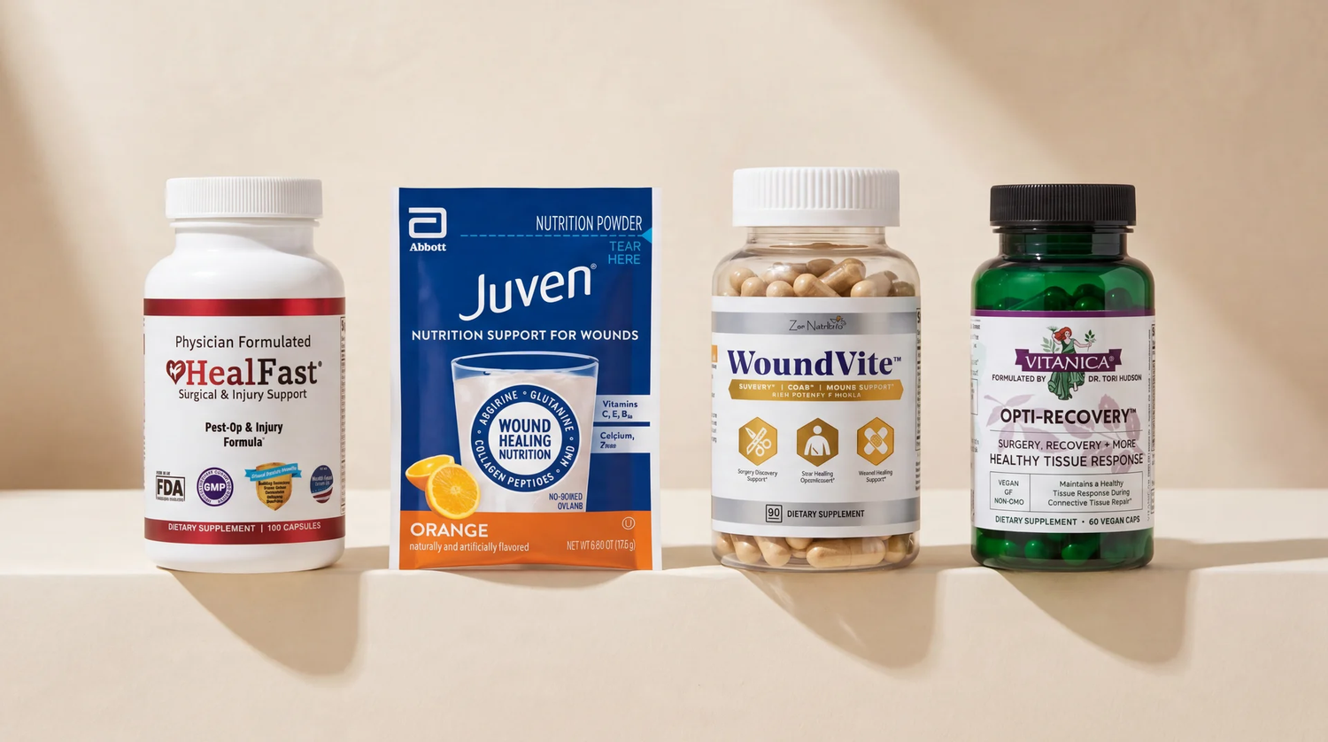 Vitanica vs Juven vs Woundvite vs HealFast Supplements