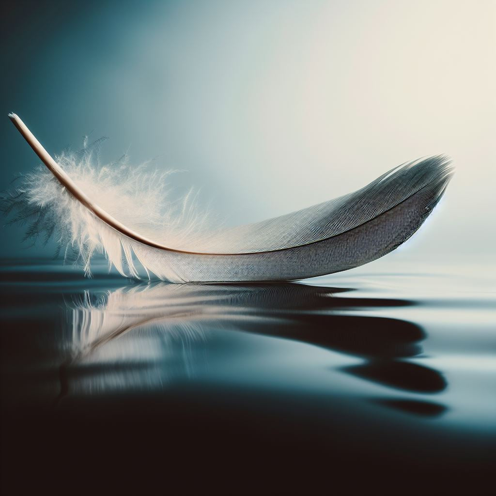 A tranquil feather on water symbolizing gentle and seamless healing with silicone scar strips